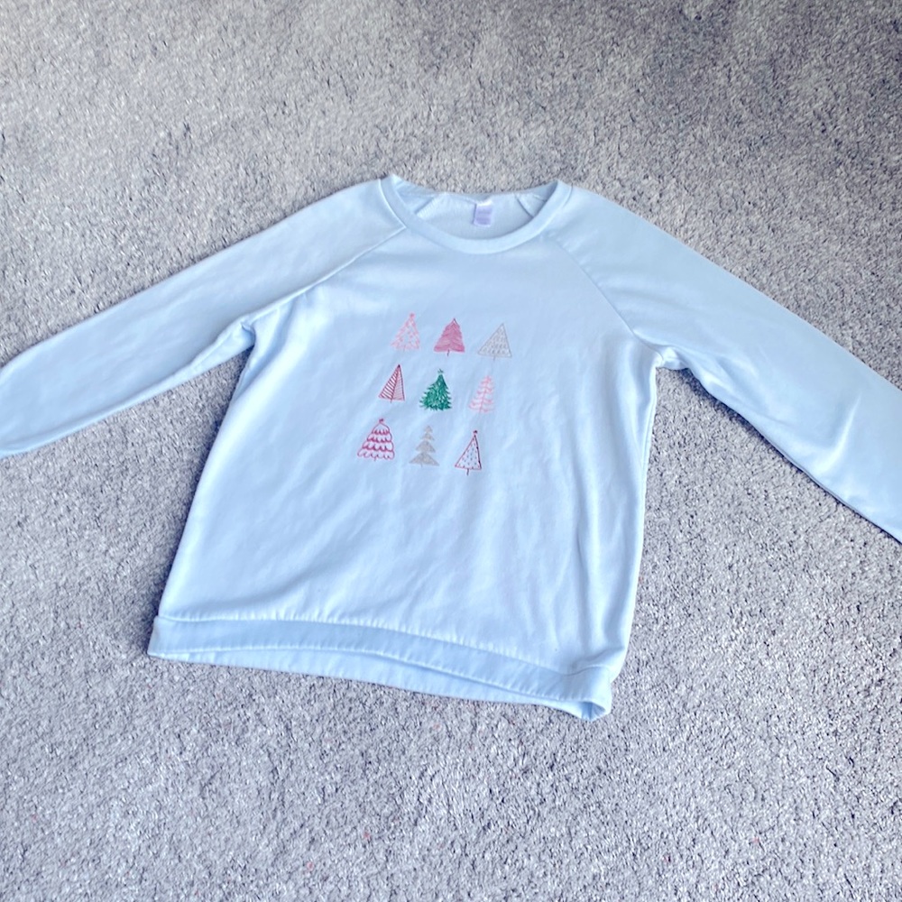 Light blue Christmas crew neck